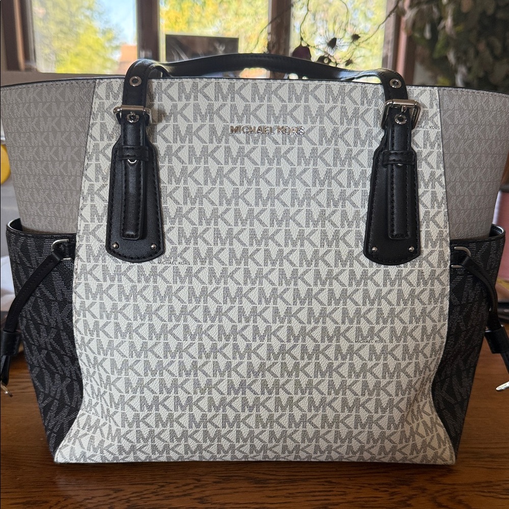 Michael Kors Monogram Black and Cream Tote